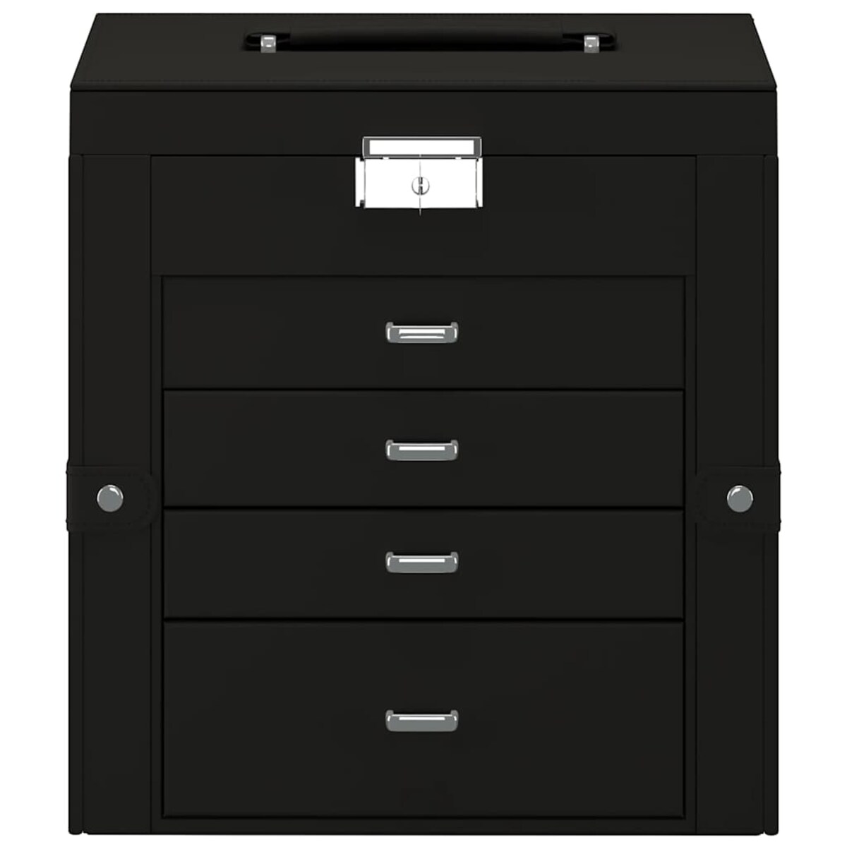 vidaXL Pudełko na biżuterię 5-warstwowe z lustrem zamykane na klucz