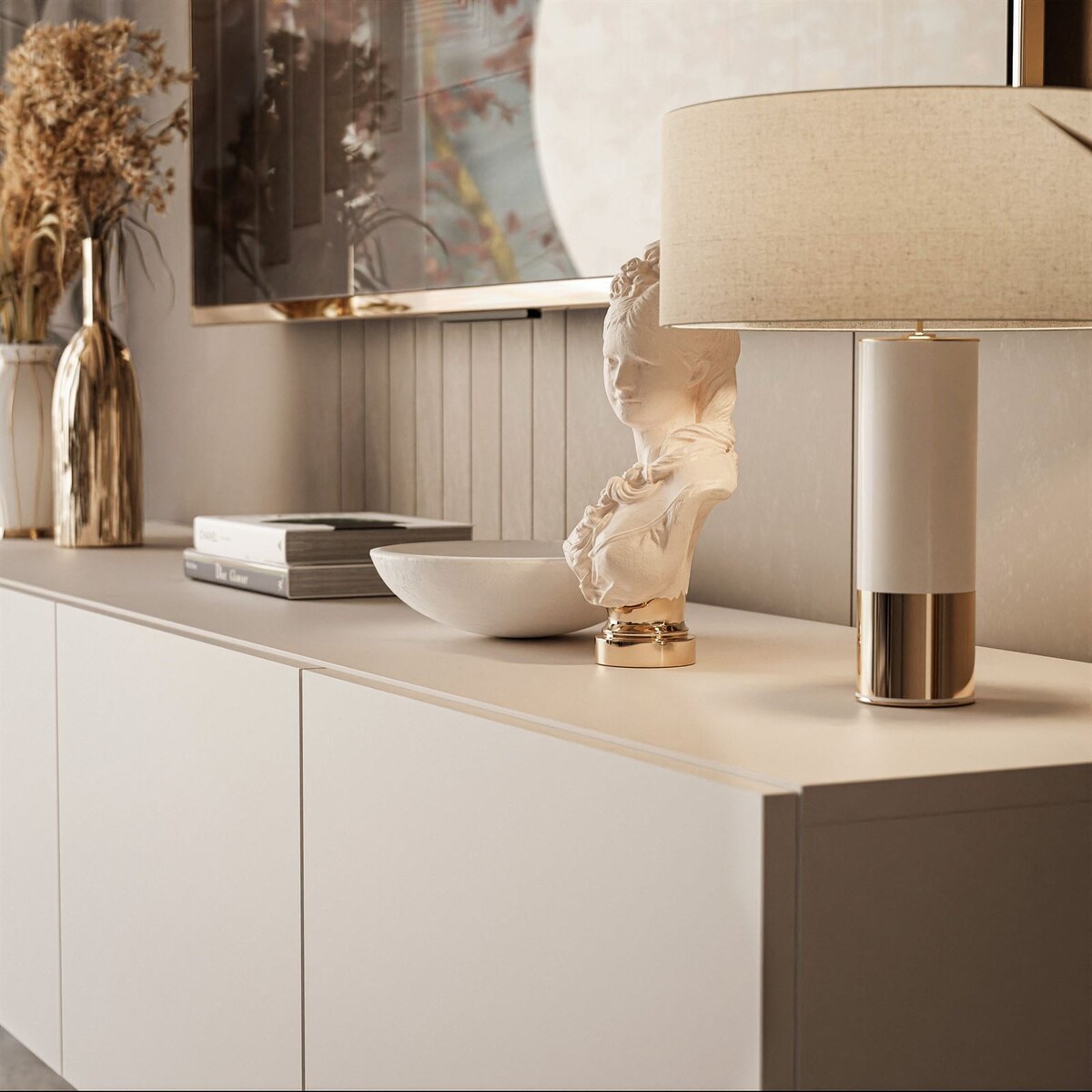 Szafka RTV COLGANTE KASZMIR 100 cm złote nogi