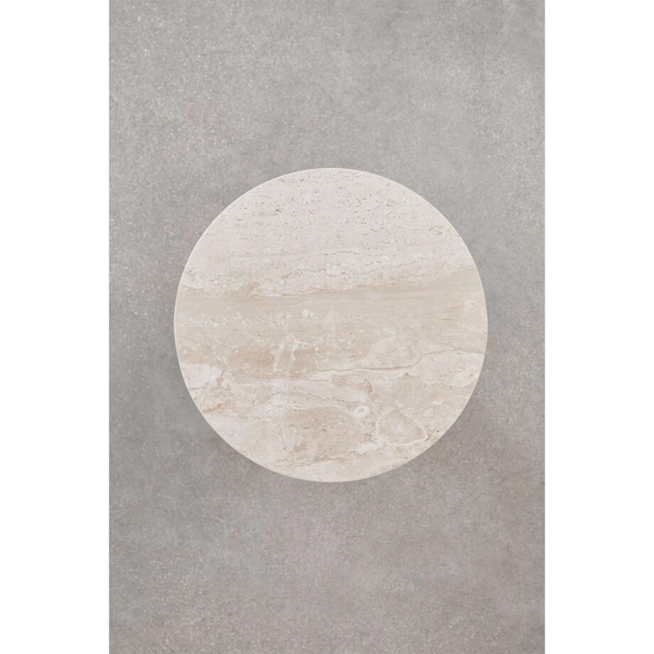 Okrągły stolik pomocniczy Ø30 cm z marmuru Graham kremowo-beżowy