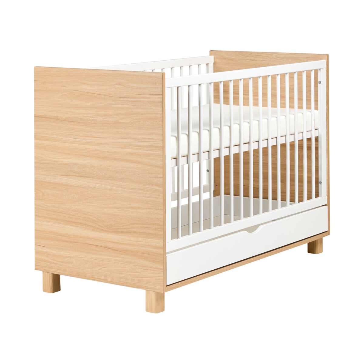 Łóżeczko dziecięce z szufladą GUNNAR 60 x 120 cm Biały