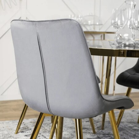 Krzesło Tapicerowane Welurowe Kuchenne Do Jadalni Kuchni Salonu Szary CARO