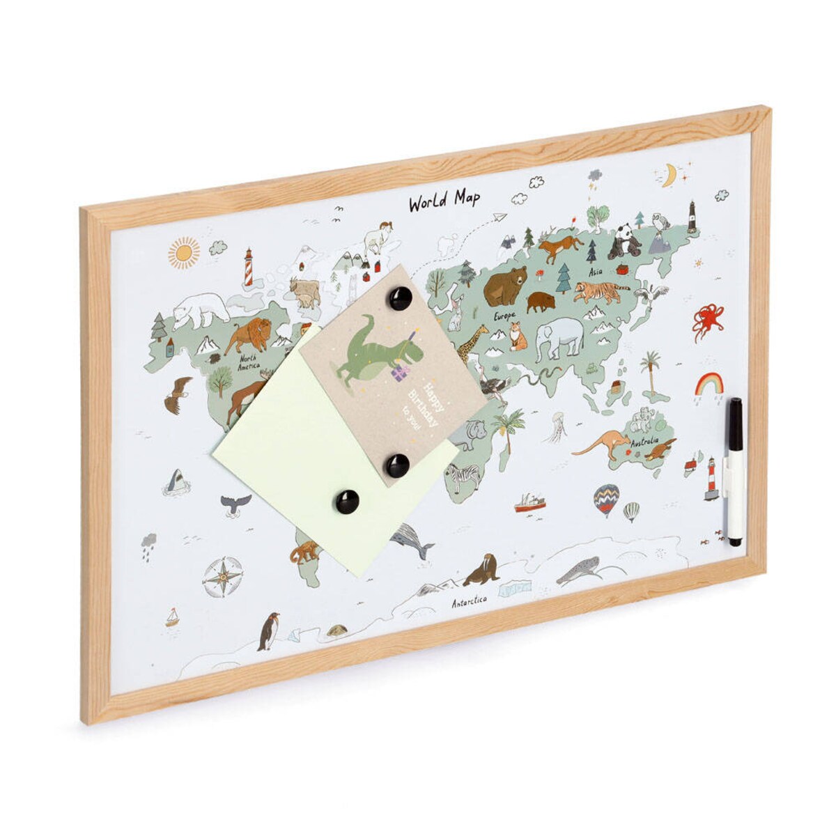 Tablica magnetyczna, mapa świata, 60 x 40 cm