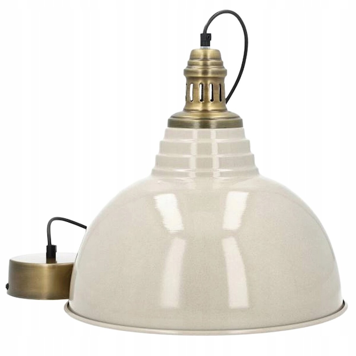 LAMPA SUFITOWA WISZĄCA NAD STÓŁ DUŻA 38cm BEŻOWA LOFT METALOWA DO SALONU