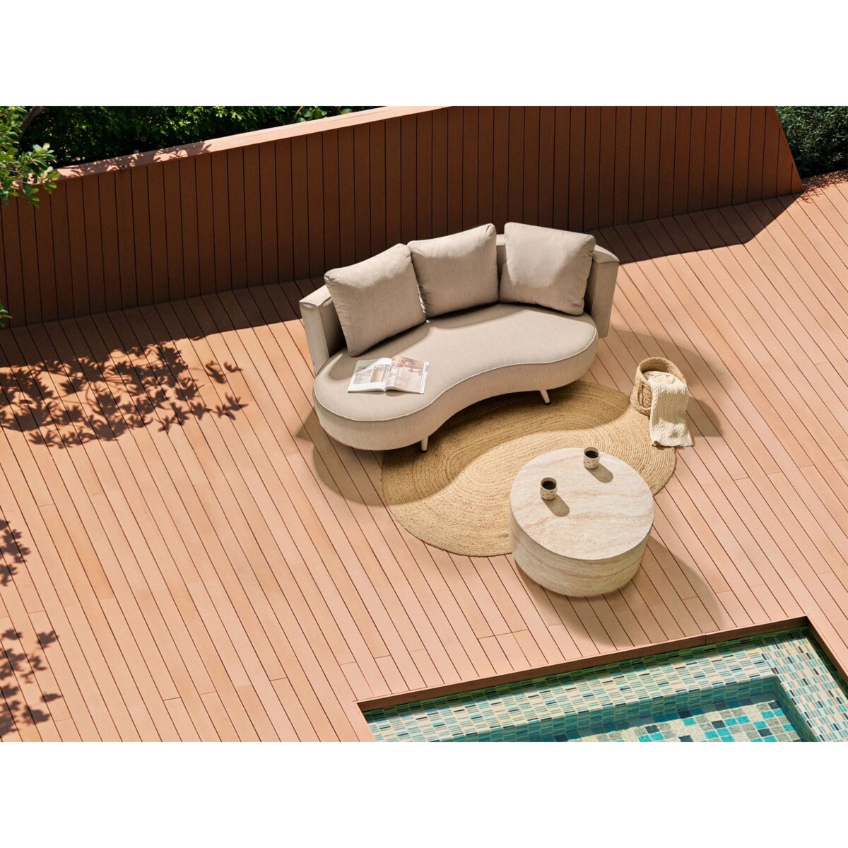 Sofa ogrodowa dla 3 osób PARORI Prawostronny Beżowy