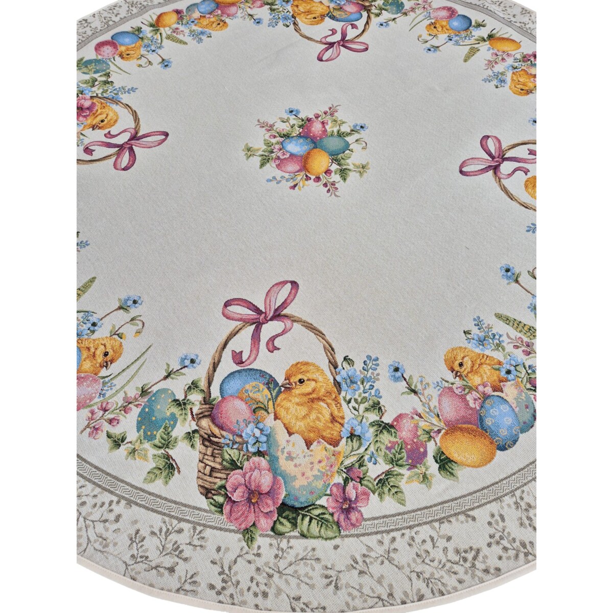 Obrus Wielkanocny 140 Cm Na Stół Ozdobny Dekoracyny Okrągły