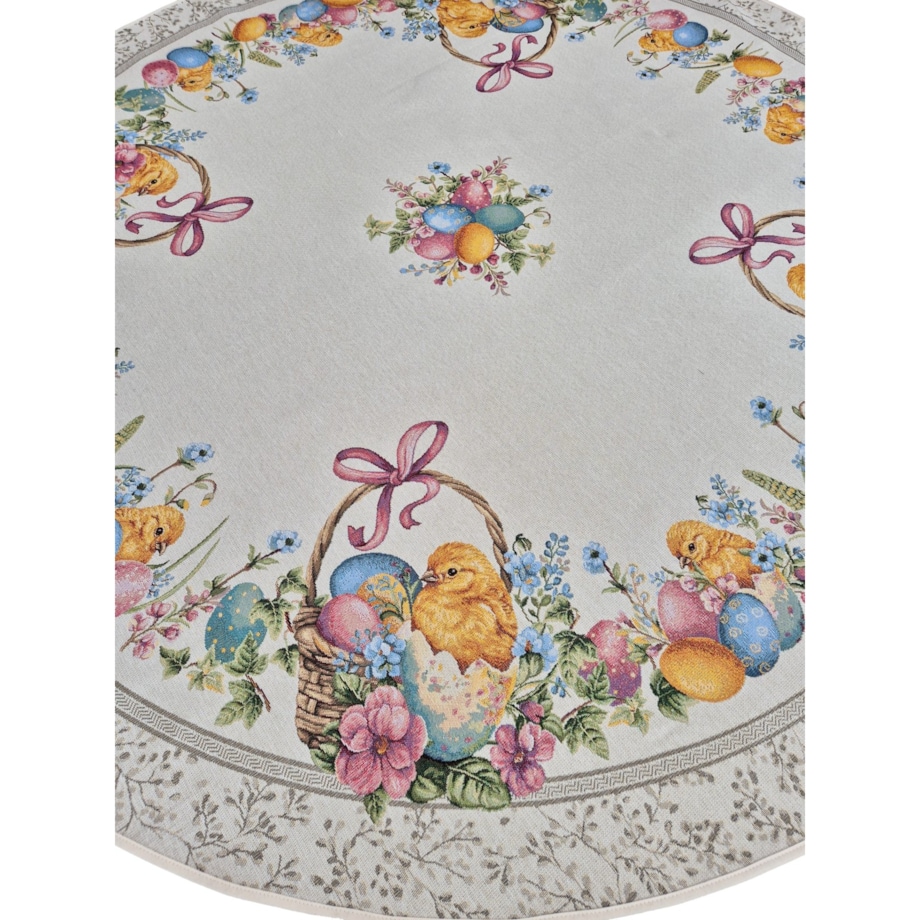 Obrus Wielkanocny 140 Cm Na Stół Ozdobny Dekoracyny Okrągły