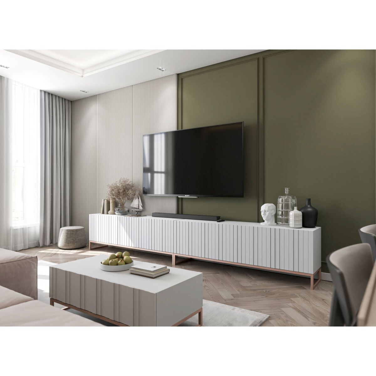 Szafka RTV Glamour pod Telewizor Komoda RTV Glamour Biały Mat 300 cm