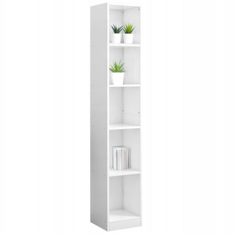 Biały regał stojący na książki wysoki segregatory biuro salon loft 182 cm
