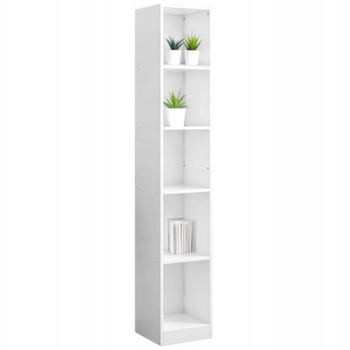 Biały regał stojący na książki wysoki segregatory biuro salon loft 182 cm