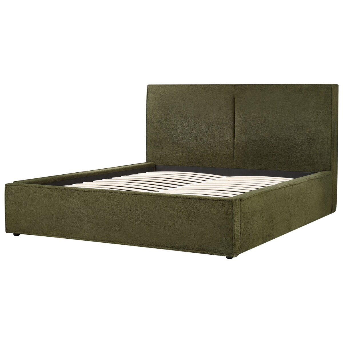 Łóżko z pojemnikiem boucle 160 x 200 cm ciemnozielone MOISSAC