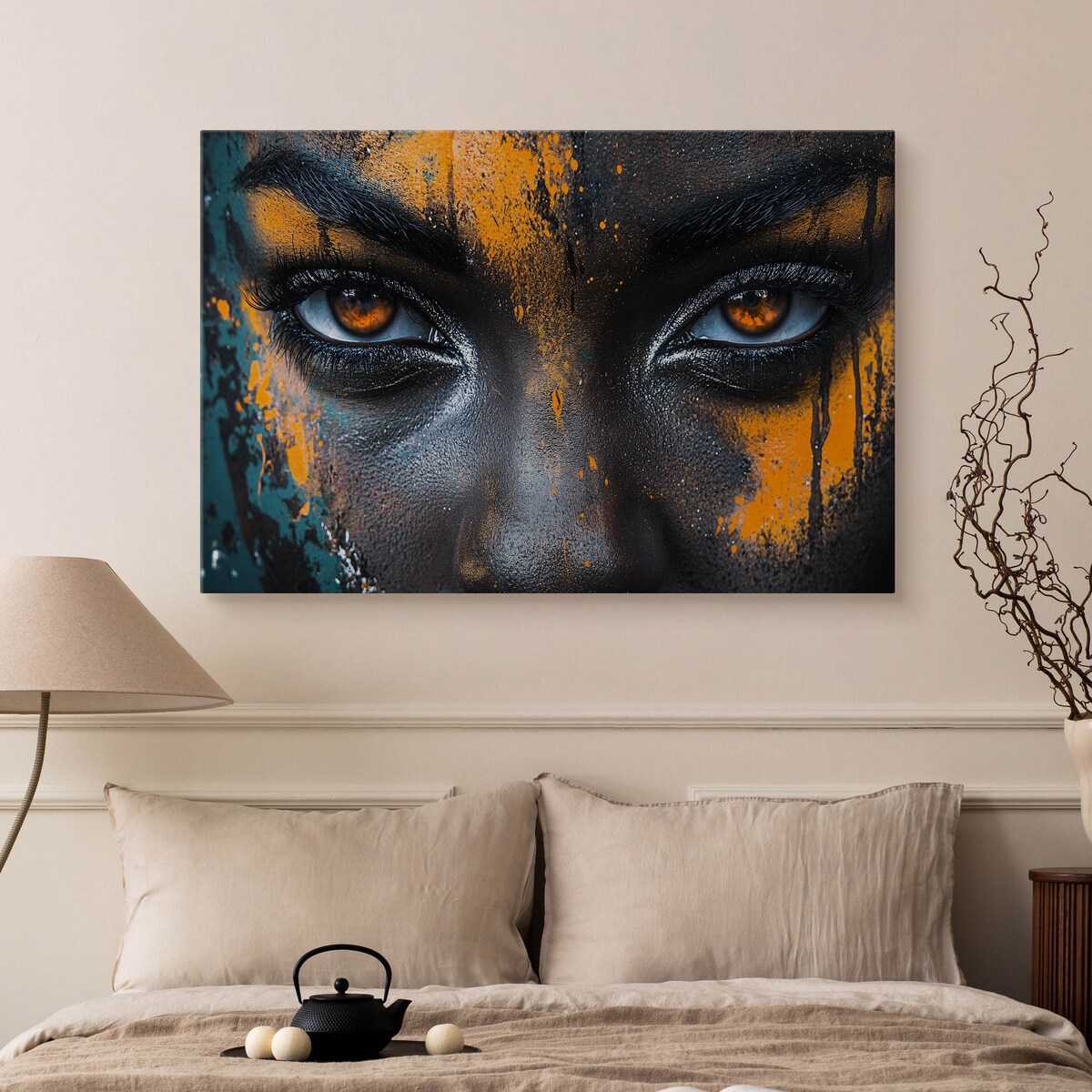 OBRAZ NA PŁÓTNIE DO SALONU ABSTRAKCYJNY PORTRET TAJEMNICZA KOBIETA 70x50cm