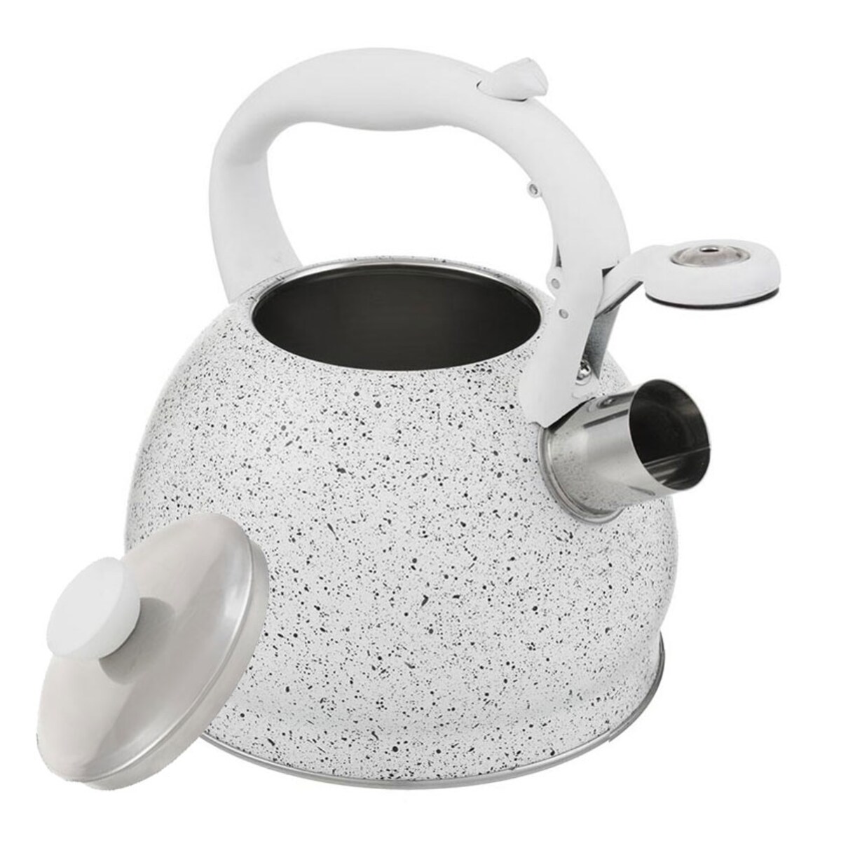 Czajnik stalowy z gwizdkiem 2L indukcja gaz biały marmurek KLAUSBERG