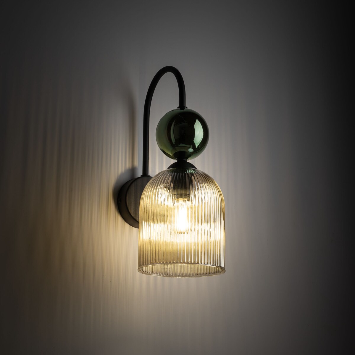 Kinkiet SOPHIA Czarny i Zielony z Koniakowym Szkłem, E14, Regulowana Wysokość, TK Lighting