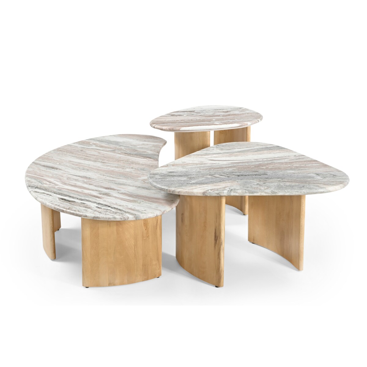 Stolik pomocniczy Lecce 60 × 45 - Szary Marmur & Jasny Dąb Mango