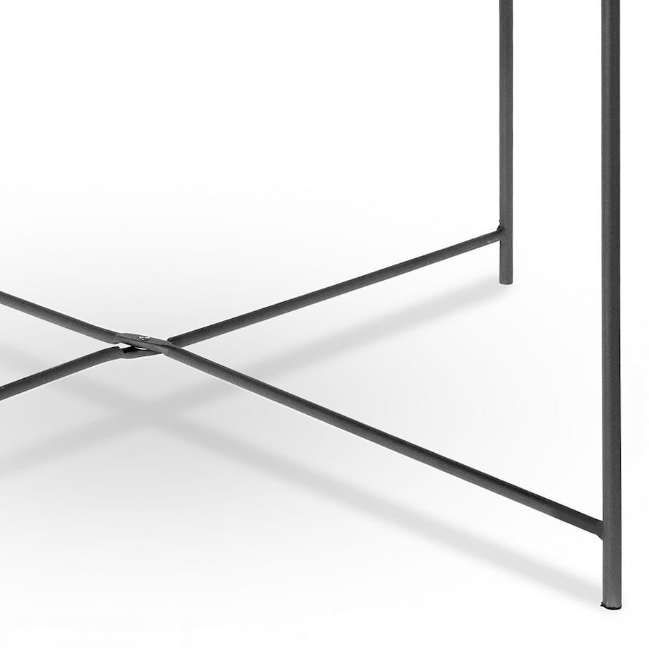 Okrągły stolik kawowy wykonany z metalu w czarnym kolorze, o wymiarach 75x42 cm, elegancki i funkcjonalny, minimalistyczny design