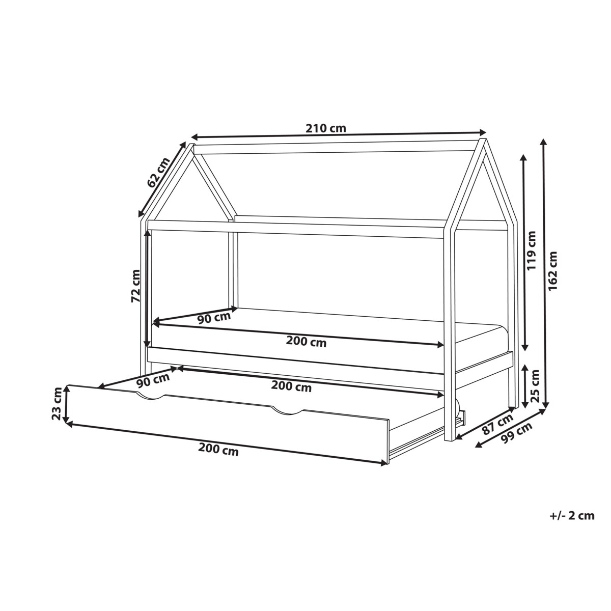 Łóżko wysuwane Drewno sosnowe CRILLON 90 x 200 cm Biały