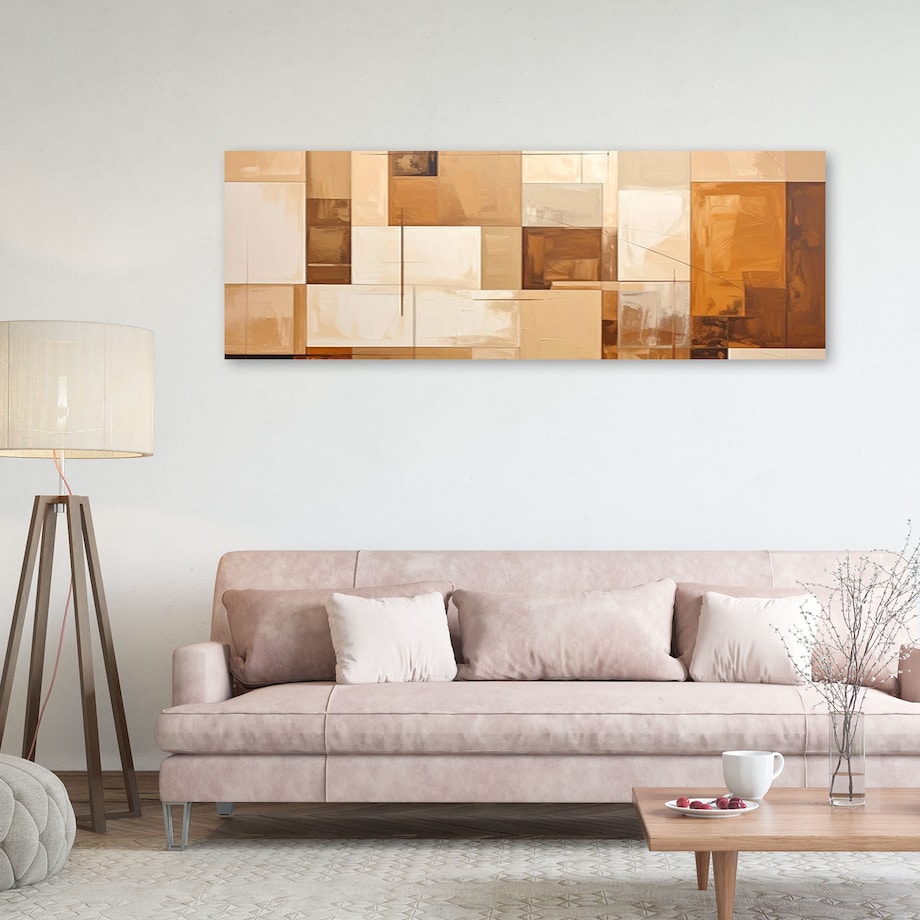 Obraz do salonu sypialni biura loftu, Abstrakcyjne geometryczne formy w beżu