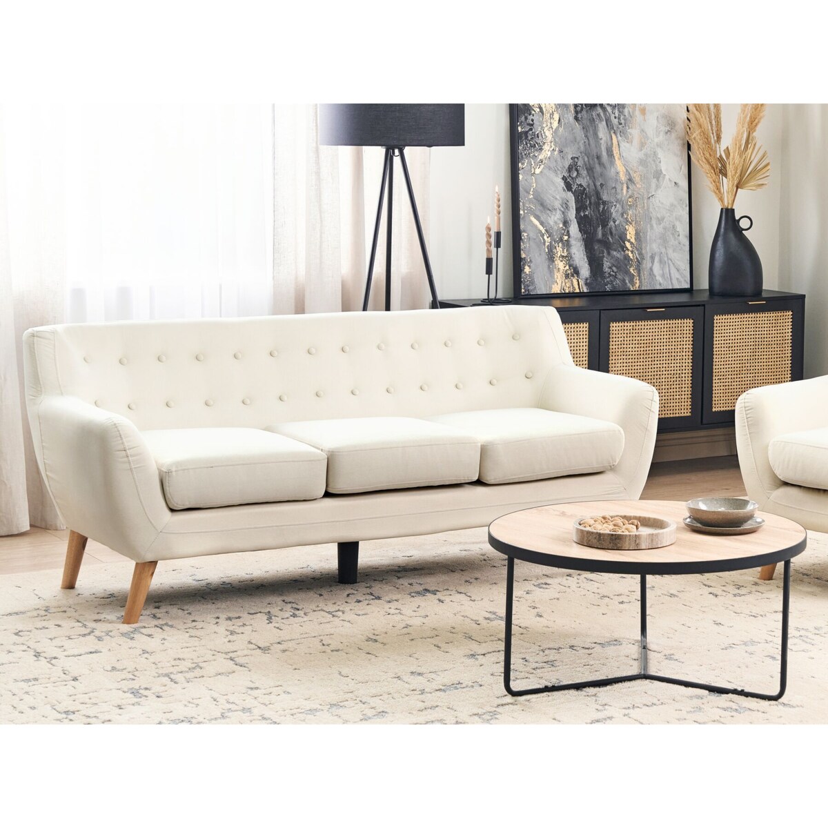 Sofa 3-osobowa jasnobeżowa MOTALA