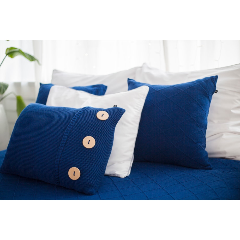 Poszewka romby kwadratowa granatowa, 50 x 50 cm, La Manta