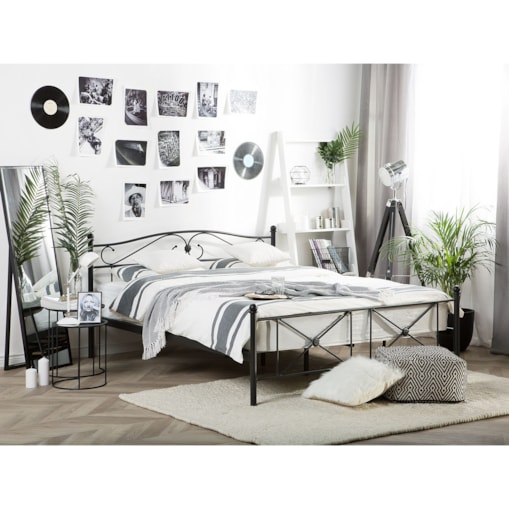 Łóżko metalowe 160 x 200 cm czarne RODEZ