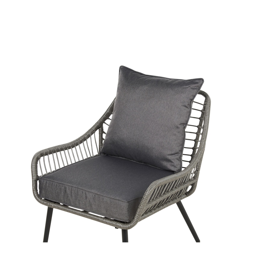 Zestaw mebli balkonowych z poduszkami LAURETO Technorattan Szary