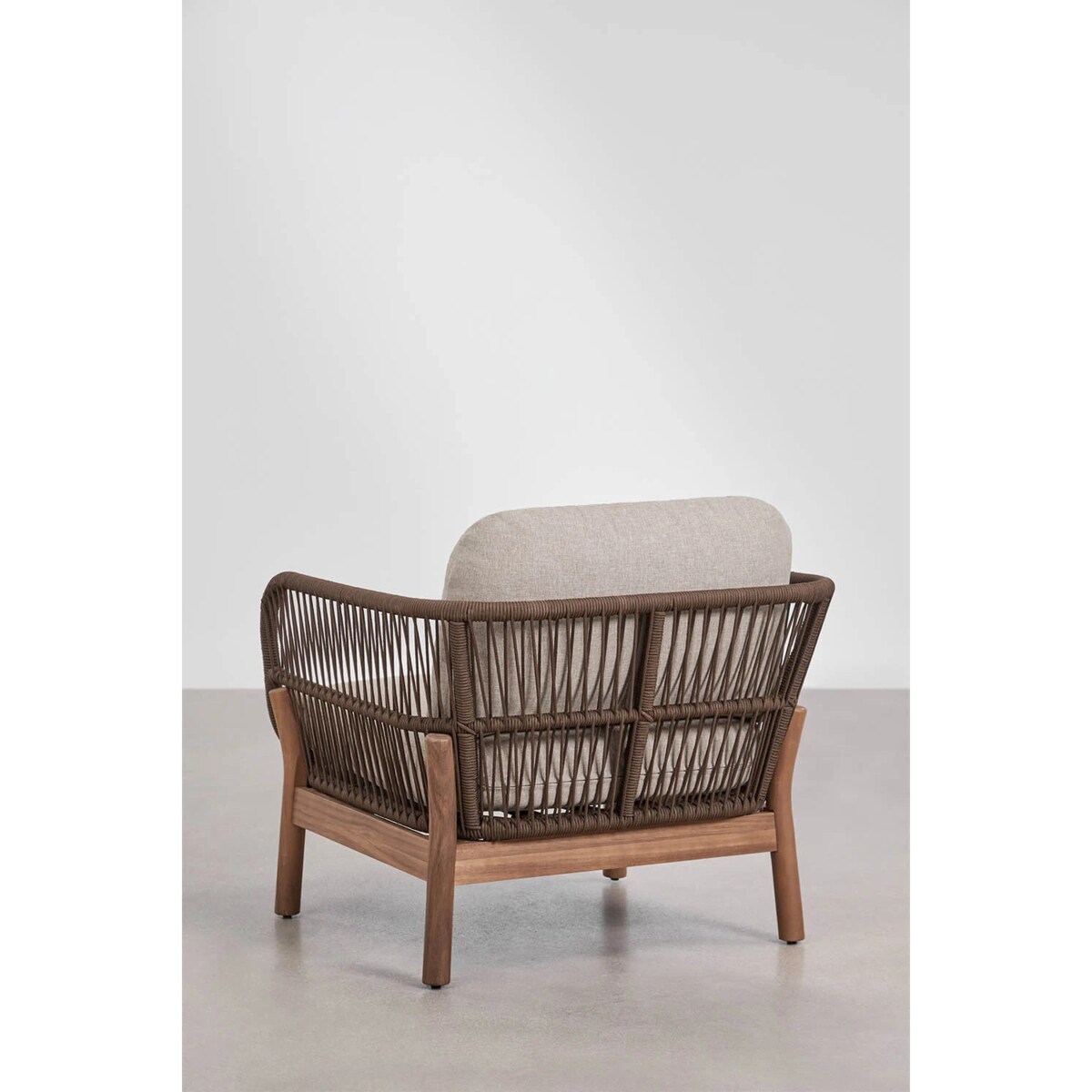 Zestaw ogrodowy: 3-osobowa sofa, 2 fotele, stolik kawowy, akacja i pleciona lina, Karvia