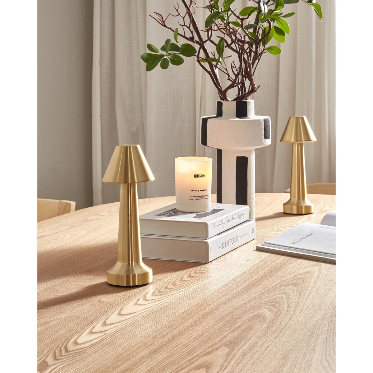 Zestaw 2 lampek stołowych metalowych złoty JOANES