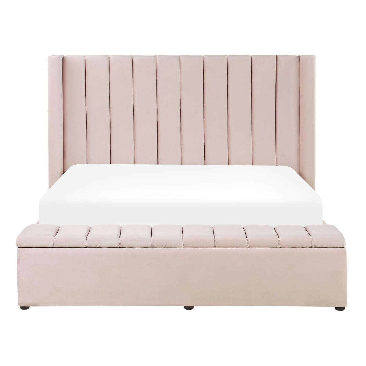 Łóżko wodne welurowe z ławką 160 x 200 cm pastelowy róż NOYERS