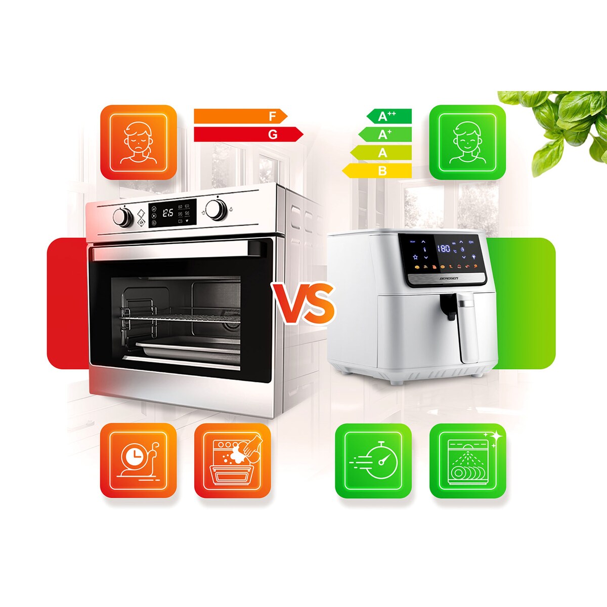 Frytkownica beztłuszczowa Berdsen BD-662 Air Fryer 6,5l 1700W biały 366201