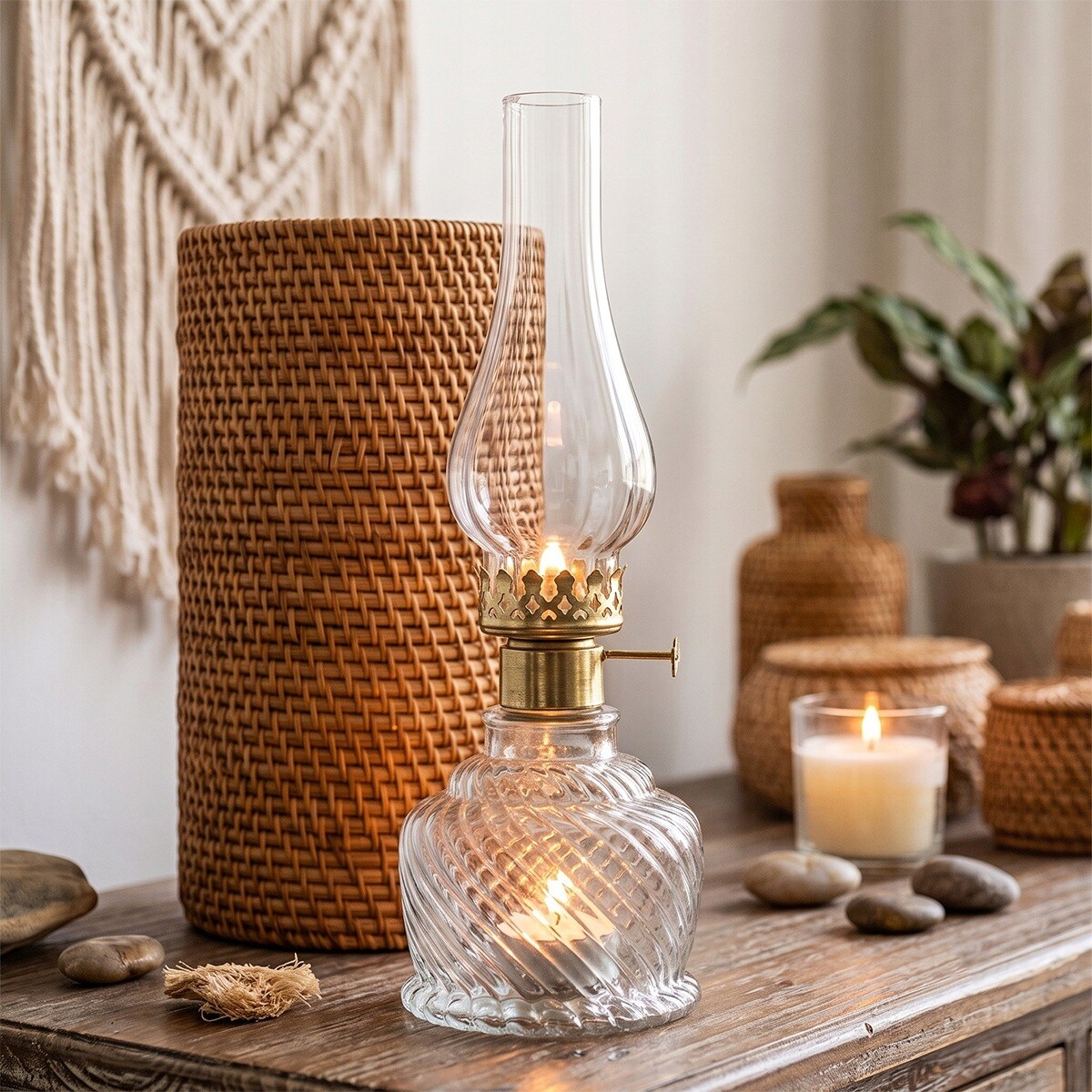 LAMPION LAMPA NAFTOWA SZKLANY ŚWIECZNIK TEALIGHT PRZEZROCZYSTY SKANDYNAWSKI