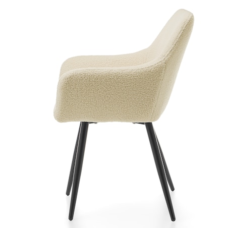 KRZESŁO TAPICEROWANE PIKOWANE TKANINA BOUCLE TEDDY JASNY BEŻ