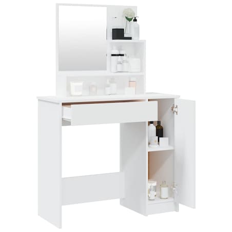 vidaXL Toaletka z lustrem, biała, 86,5x35x136 cm