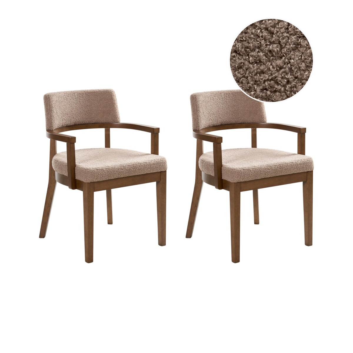 Zestaw 2 krzeseł do jadalni DALBO Boucle Ciemny brąz/ beżowoszary