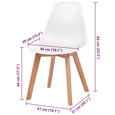 vidaXL Krzesła stołowe, 4 szt., białe, plastikowe