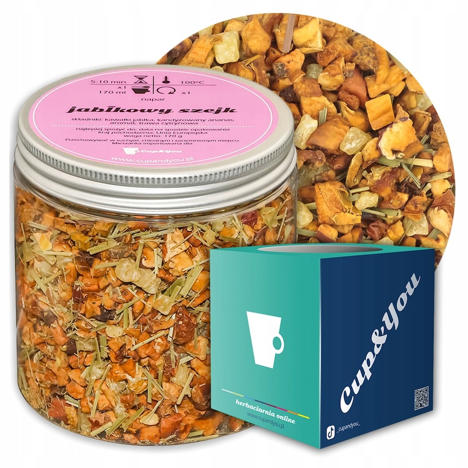 Herbata owocowa JABŁKOWY SZEJK o smaku jabłkowo-cytrusowym PREMIUM Cup&You - herbata liściasta sypana mieszanka napar susz - gotowa na prezent upominek