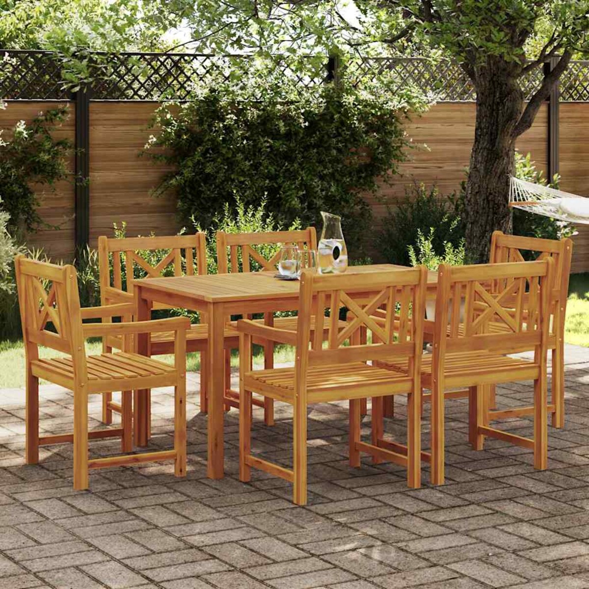 vidaXL Zestaw do jadalni w ogrodzie 7 pcs Brązowy lite drewno akacjowe