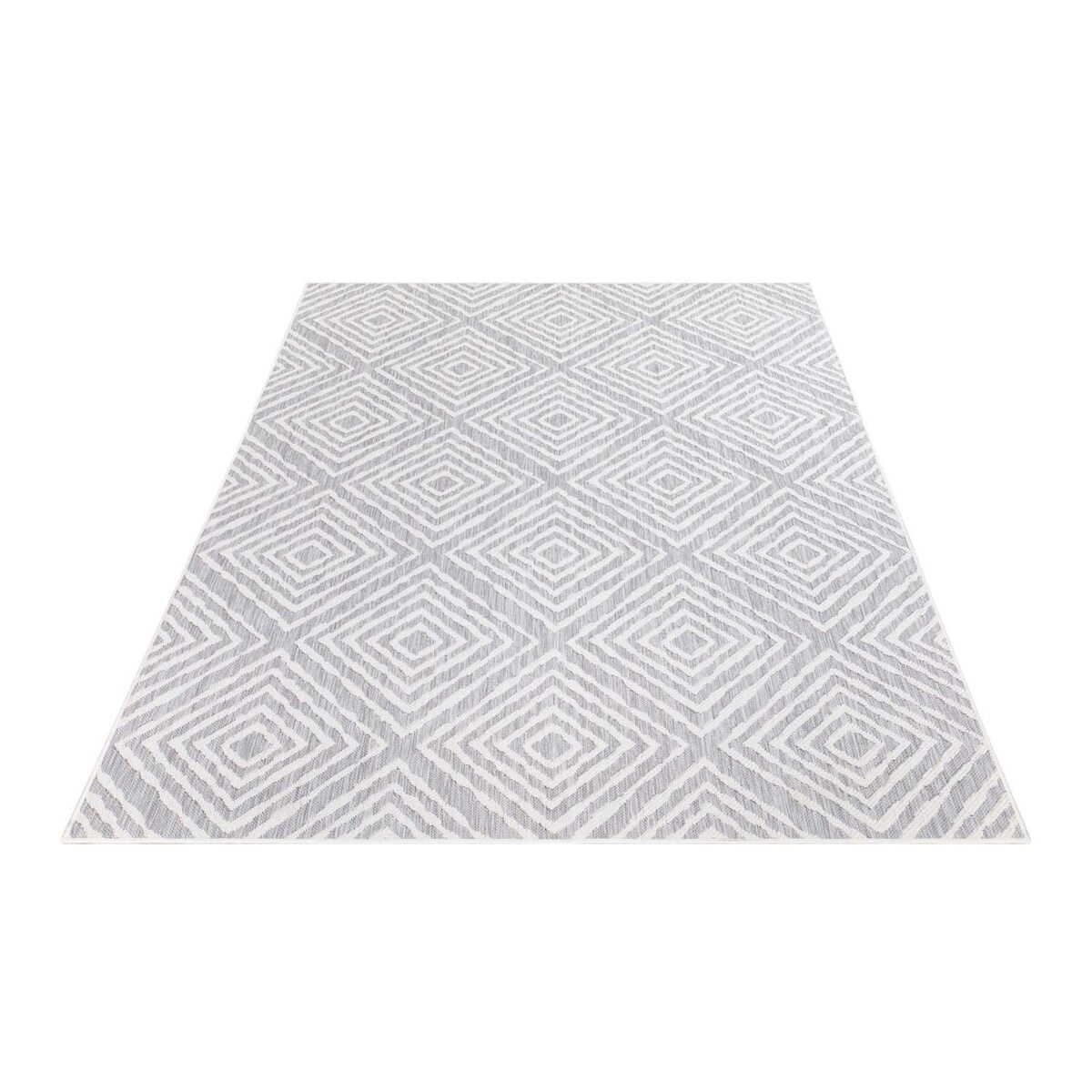 Dywan na zewnątrz i do wnętrz romby Sunny 4640 Szary Krem 160x230