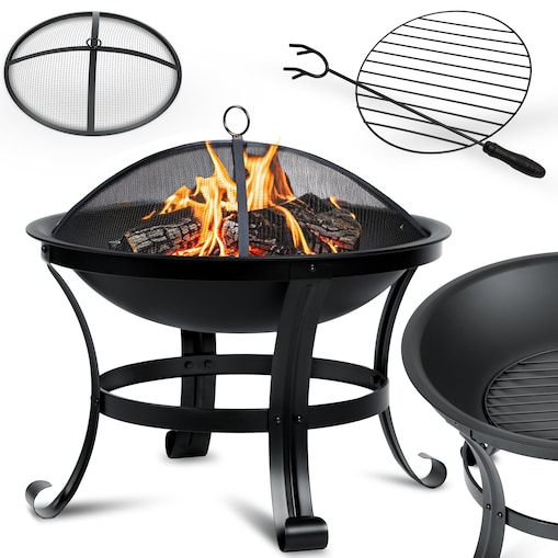 Palenisko ogrodowe z pokrywą uchwytami na ognisko grill 60cm Berdsen