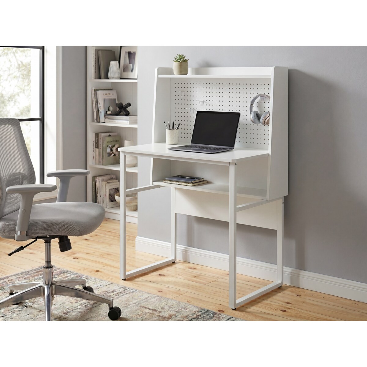 Biurko z tablicą perforowaną BUXTON Biały 84 cm 48 cm