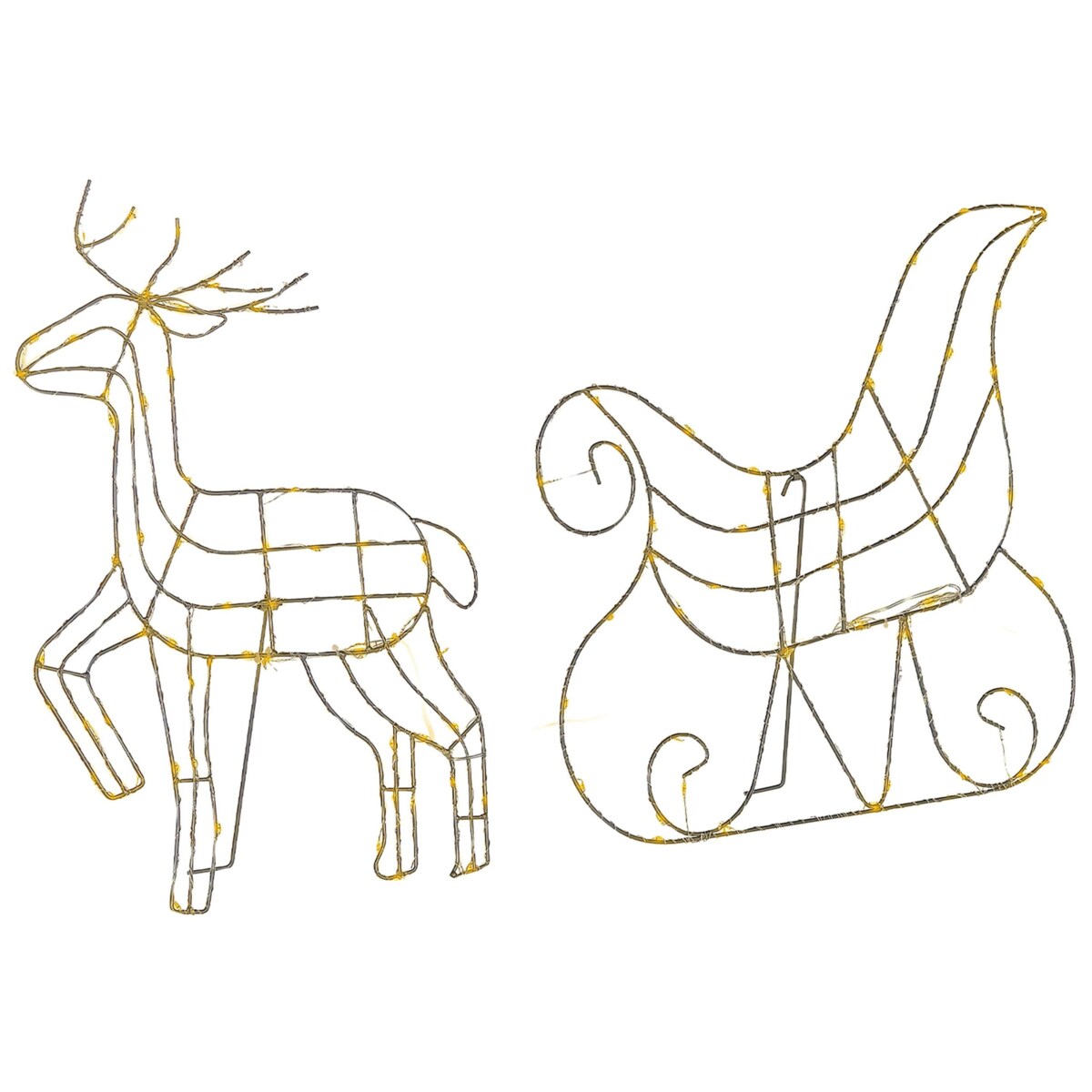 Dekoracja ogrodowa LED renifer z saniami 46 cm srebrna SAIJA