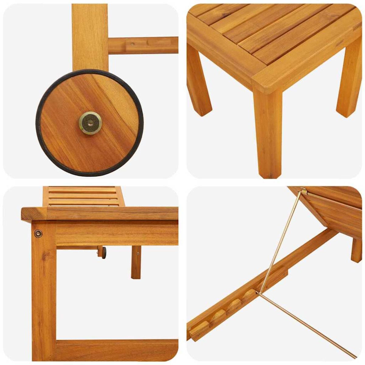 vidaXL Leżak 1-osoba Brązowy 53 x 202 x 89cm Lite drewno akacjowe