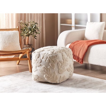 Puf bawełniany 45 x 45 x 45 cm beżowy MULTAN