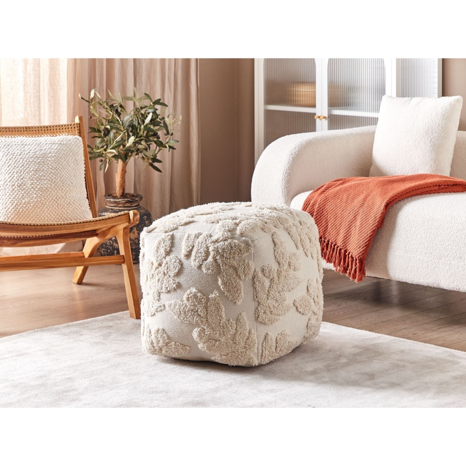 Puf bawełniany 45 x 45 x 45 cm beżowy MULTAN