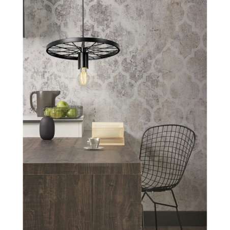 Lampa Wisząca Retro Koło Loft Czarna E27