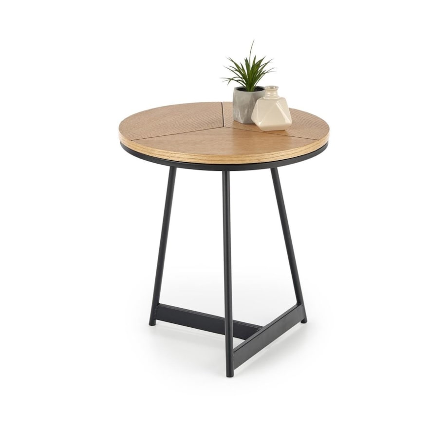 STOLIK KAWOWY Annaba S OKRĄGŁY 45x49 cm dąb/czarny z MDF-u