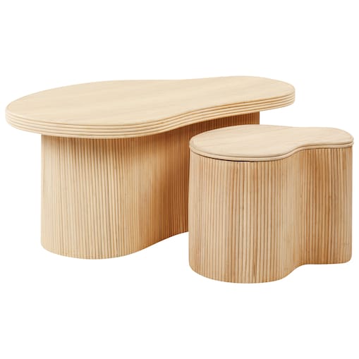 Zestaw 2 stolików kawowych SALANTI Rattan Naturalny ze schowkiem