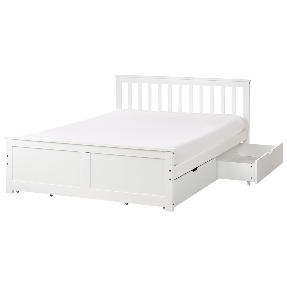 Łóżko ze schowkiem OLENDON 140 x 200 cm Z miejscem do przechowywania Drewno Biały