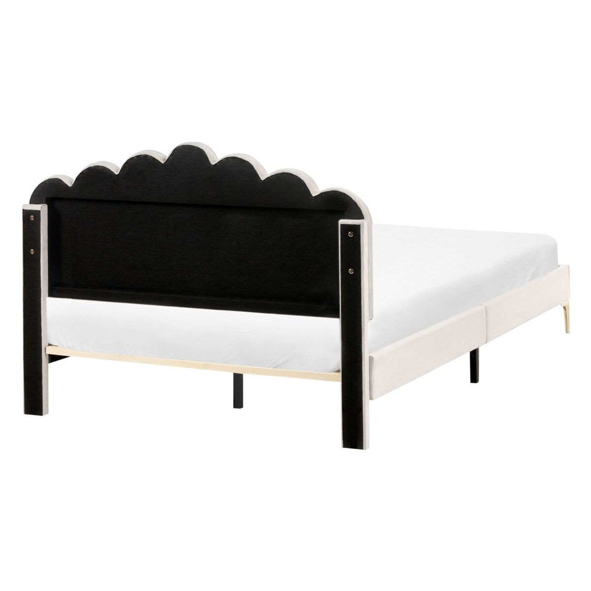 Łóżko Welur SAUVIAN 140 x 200 cm Złamana biel