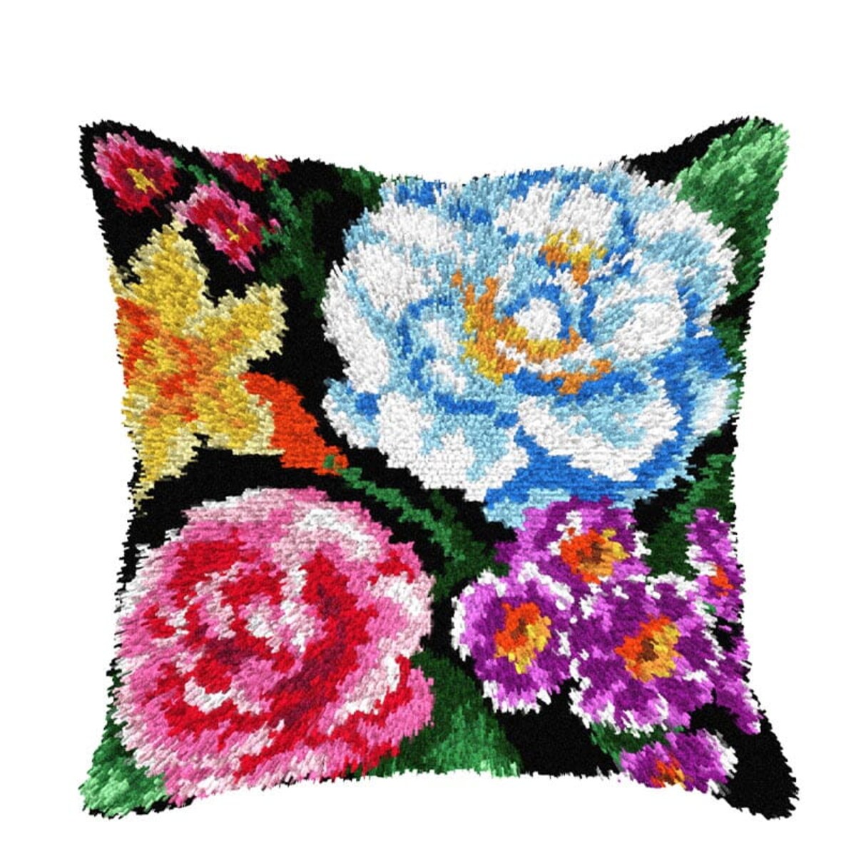 Szydełkowanie na kanwie - Poduszka Letnie kwiaty