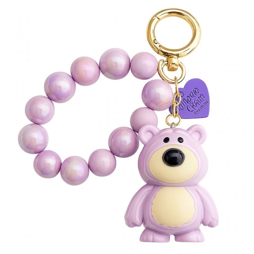 Brelok do kluczy, perłowy Miś z koralikami Fioletowy BRL366FIO